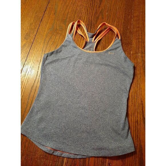 Small Nike Dri Fit Blue Pink Sleeveless Strappy Racerback Tank Top Athletic - Picture 1 of 3